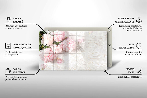 Chopping board glass Delicate roses flowers