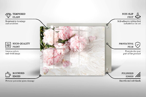 Chopping board glass Delicate roses flowers