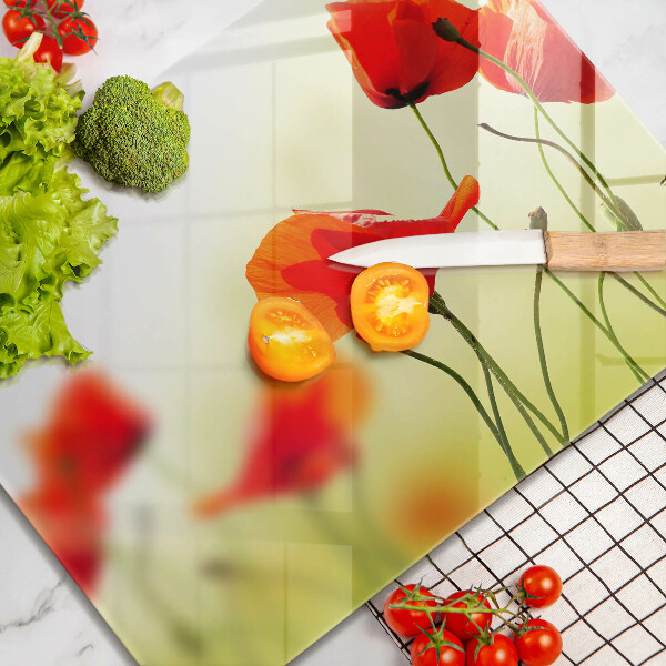 Chopping board glass Red flowers
