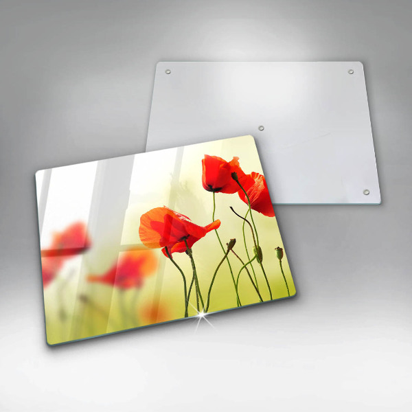 Chopping board glass Red flowers
