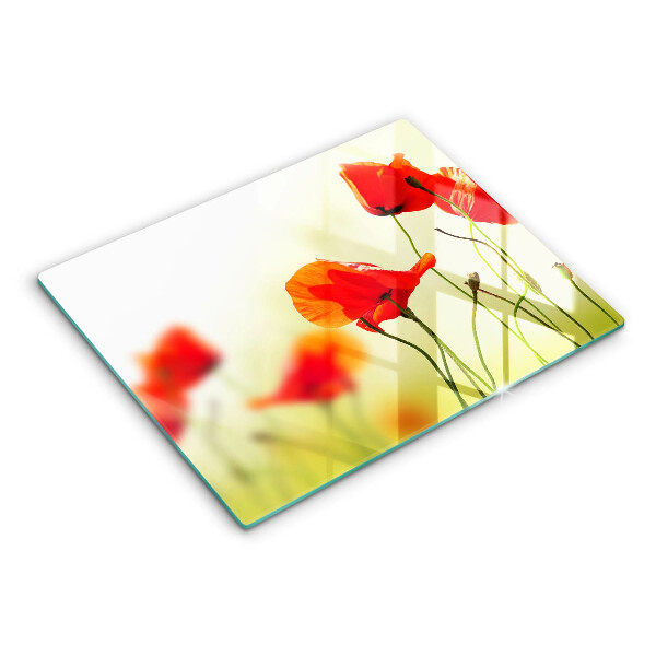 Chopping board glass Red flowers