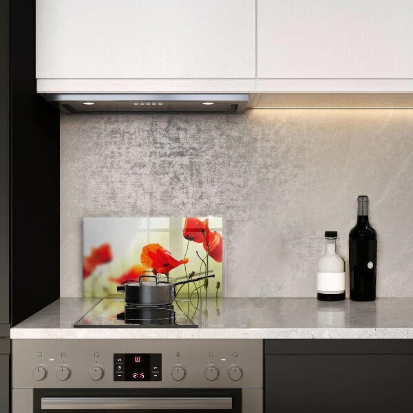 Chopping board glass Red flowers