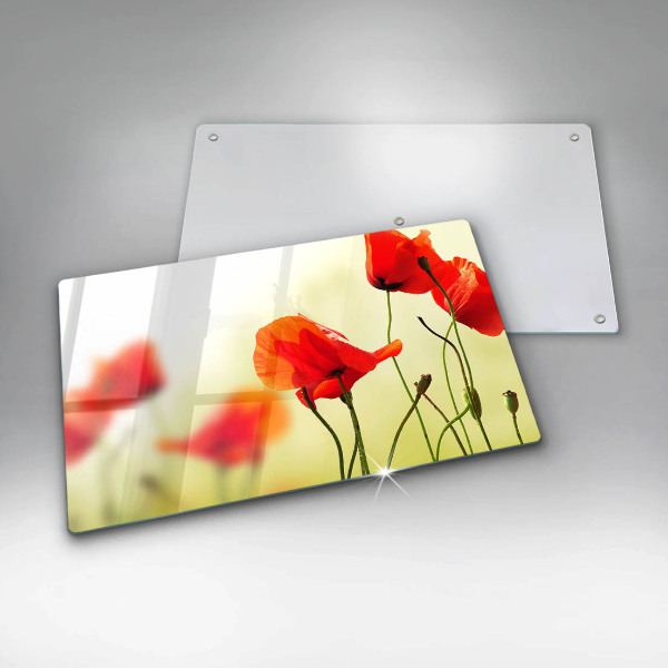 Chopping board glass Red flowers