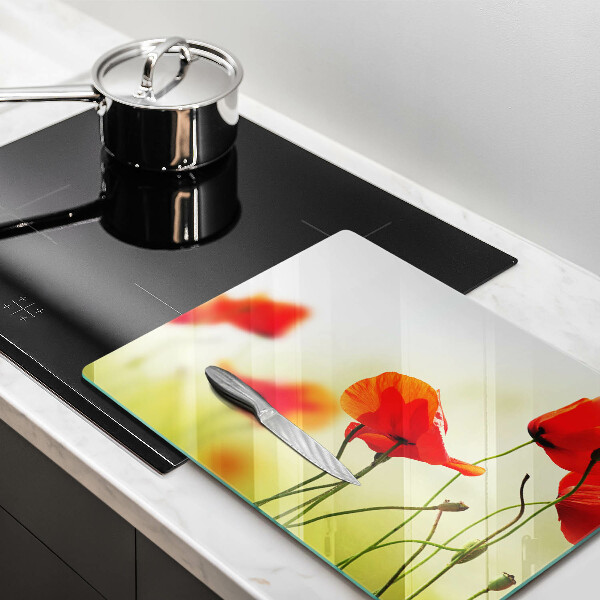 Chopping board glass Red flowers