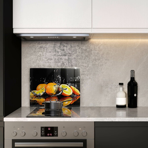 Chopping board glass Juicy fruit oranges