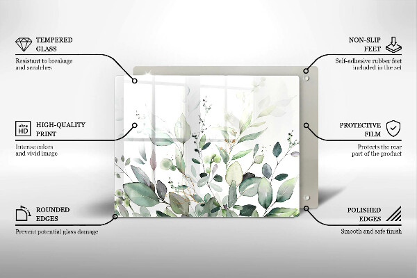 Chopping board Watercolor plants