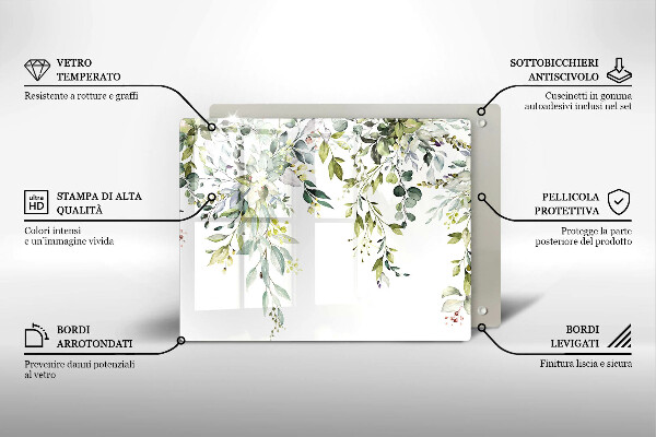 Chopping board Decorative leaves and flowers