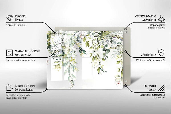 Chopping board Decorative leaves and flowers