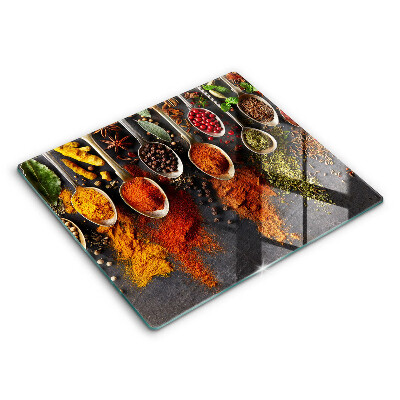 Chopping board Spoons with spices