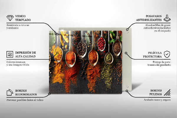 Chopping board Spoons with spices