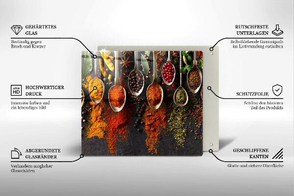 Chopping board Spoons with spices