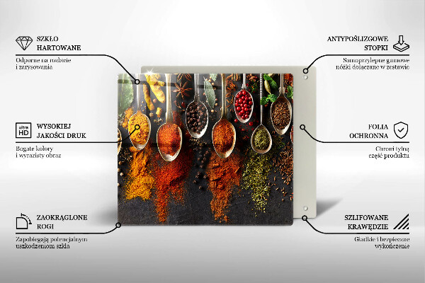 Chopping board Spoons with spices