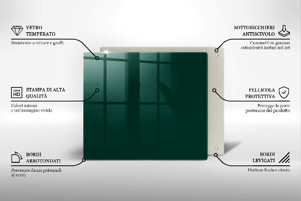 Glass worktop protector Green color