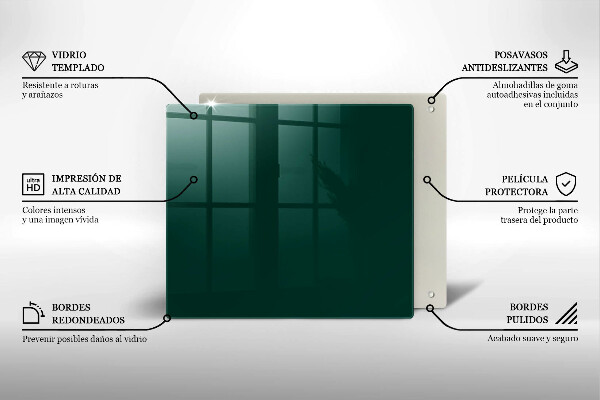 Glass worktop protector Green color