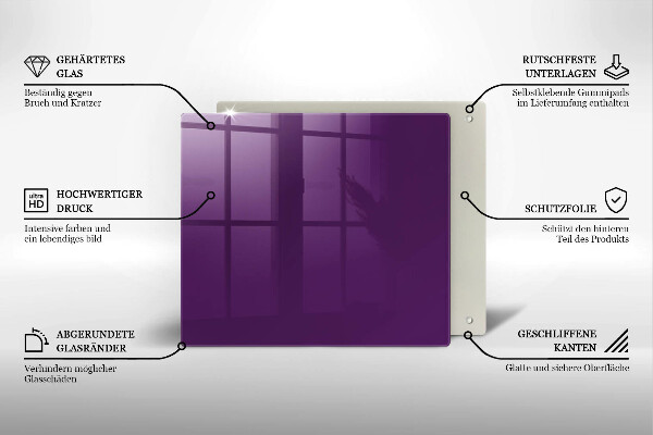 Glass worktop protector Violet colour