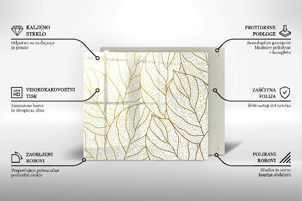 Chopping board Line-art leaves pattern