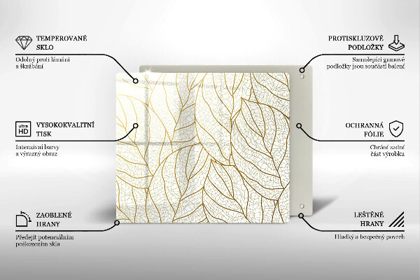 Chopping board Line-art leaves pattern