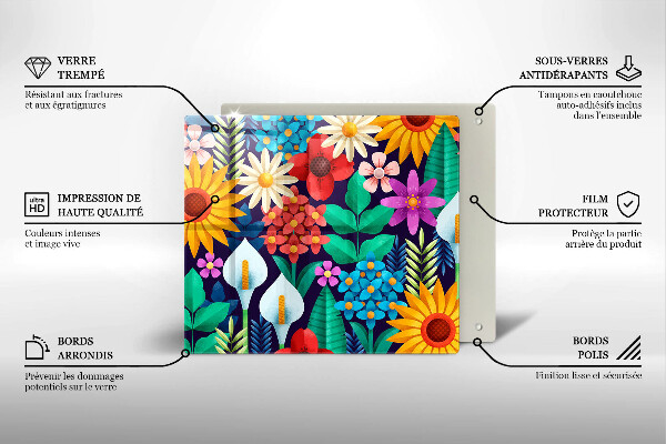 Chopping board Illustration meadow flowers