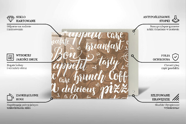 Chopping board Text Bon Appetit