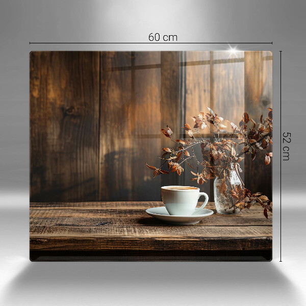 Chopping board Coffee cup and wood