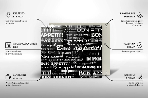 Chopping board Kitchen text Bon Appetit