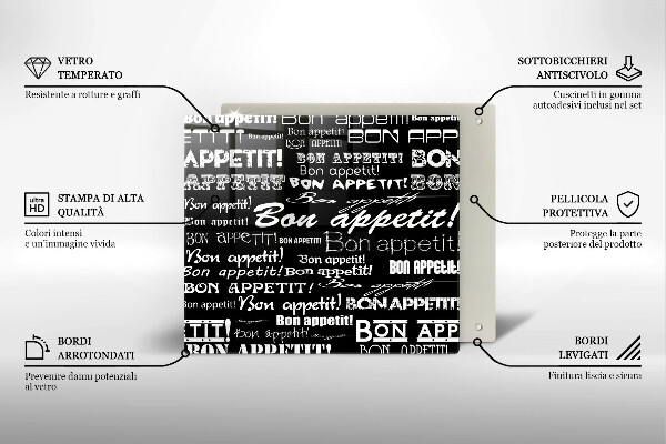 Chopping board Kitchen text Bon Appetit