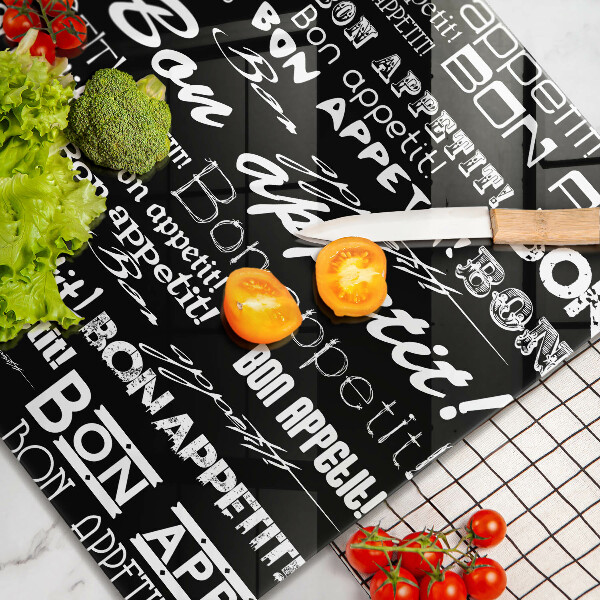 Chopping board Kitchen text Bon Appetit
