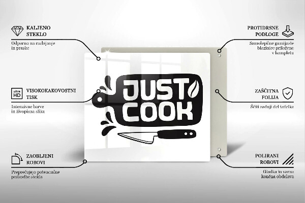 Chopping board Kitchen inscription Just Cook