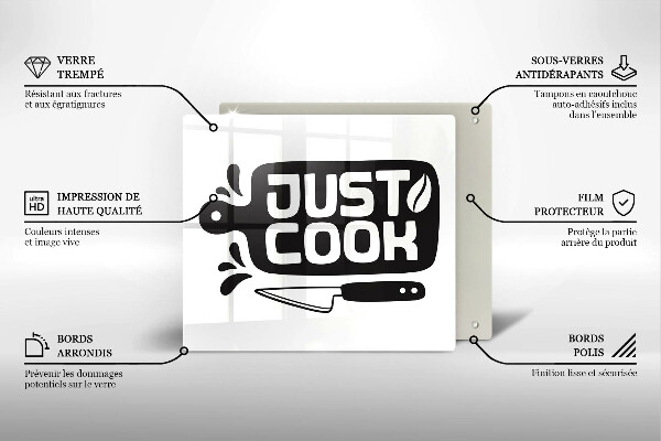 Chopping board Kitchen inscription Just Cook