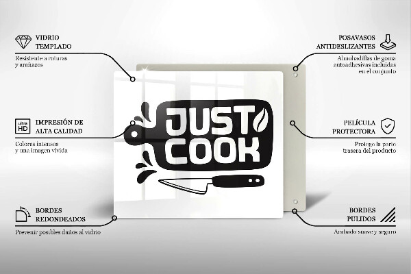 Chopping board Kitchen inscription Just Cook