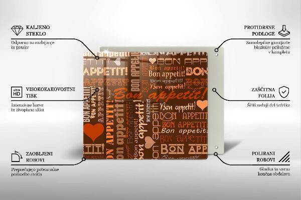 Chopping board Text Bon Appetit