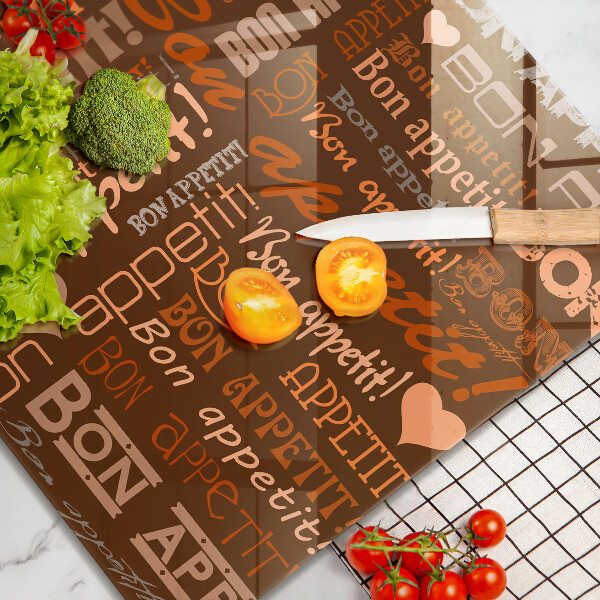 Chopping board Text Bon Appetit