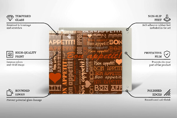 Chopping board Text Bon Appetit