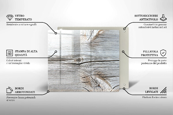 Glass worktop protector Bright wood structure
