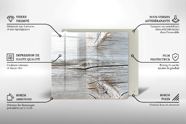 Glass worktop protector Bright wood structure