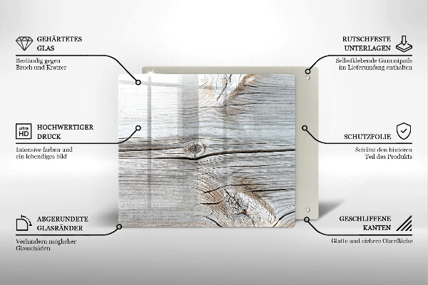 Glass worktop protector Bright wood structure