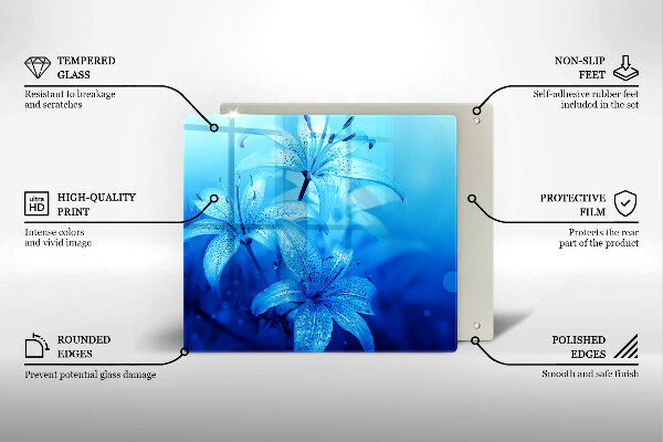 Glass worktop protector Blue flowers