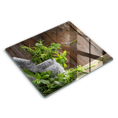 Glass worktop protector Green herbs