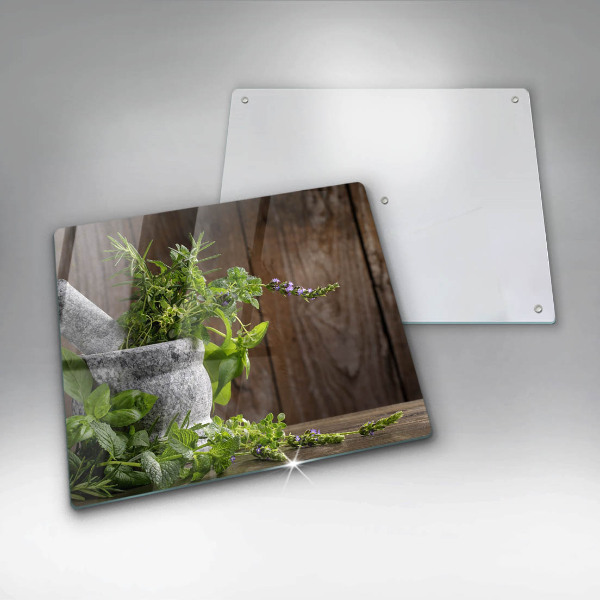 Glass worktop protector Green herbs