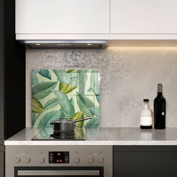 Glass worktop protector Green tropical leaves