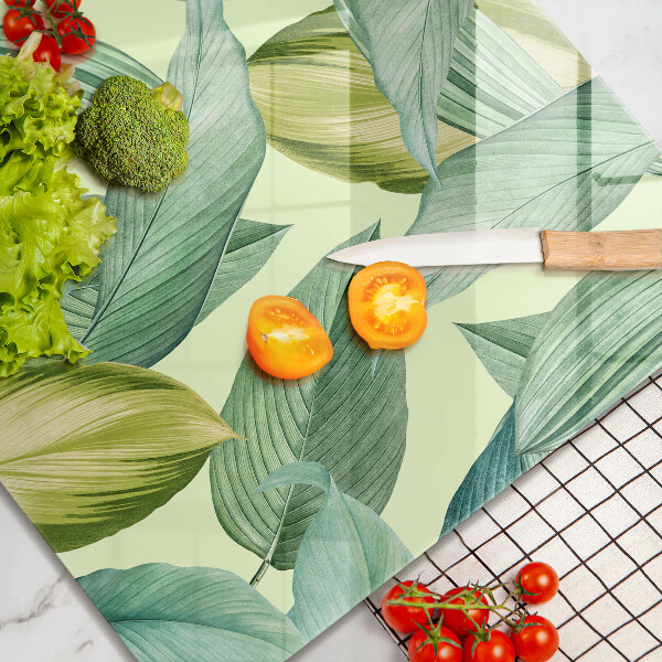 Glass worktop protector Green tropical leaves