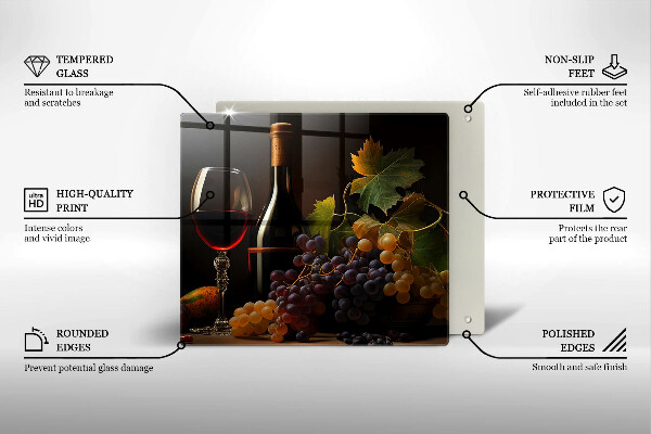 Large worktop saver A glass of wine and grapes