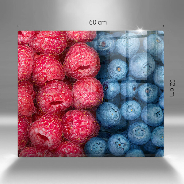 Chopping board Fruit of raspberry and blueberries