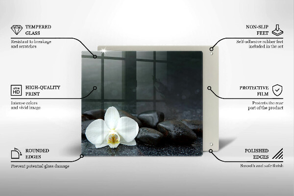 Chopping board White flower stones Zen