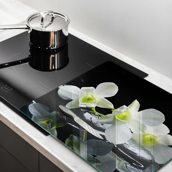 Chopping board Zen white flowers in water