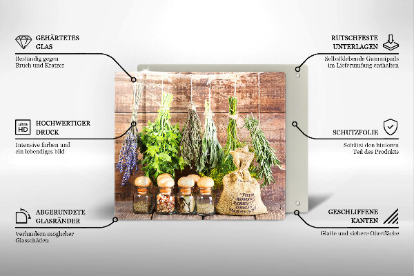 Chopping board Herbs spices and wood