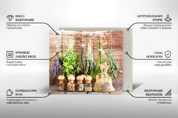 Chopping board Herbs spices and wood
