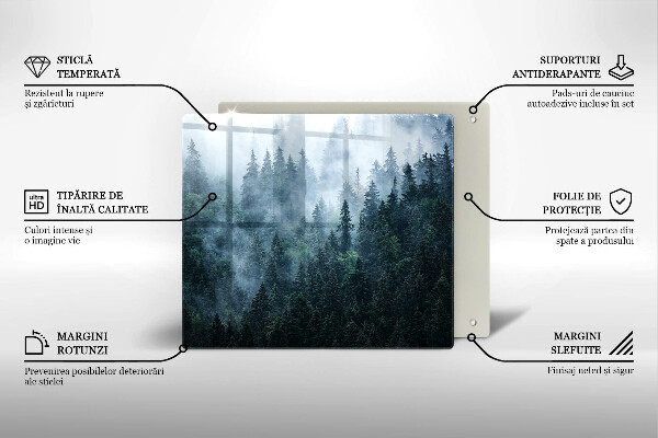 Chopping board Forest of trees and fog