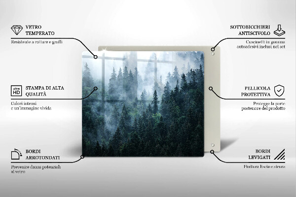 Chopping board Forest of trees and fog