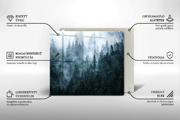 Chopping board Forest of trees and fog